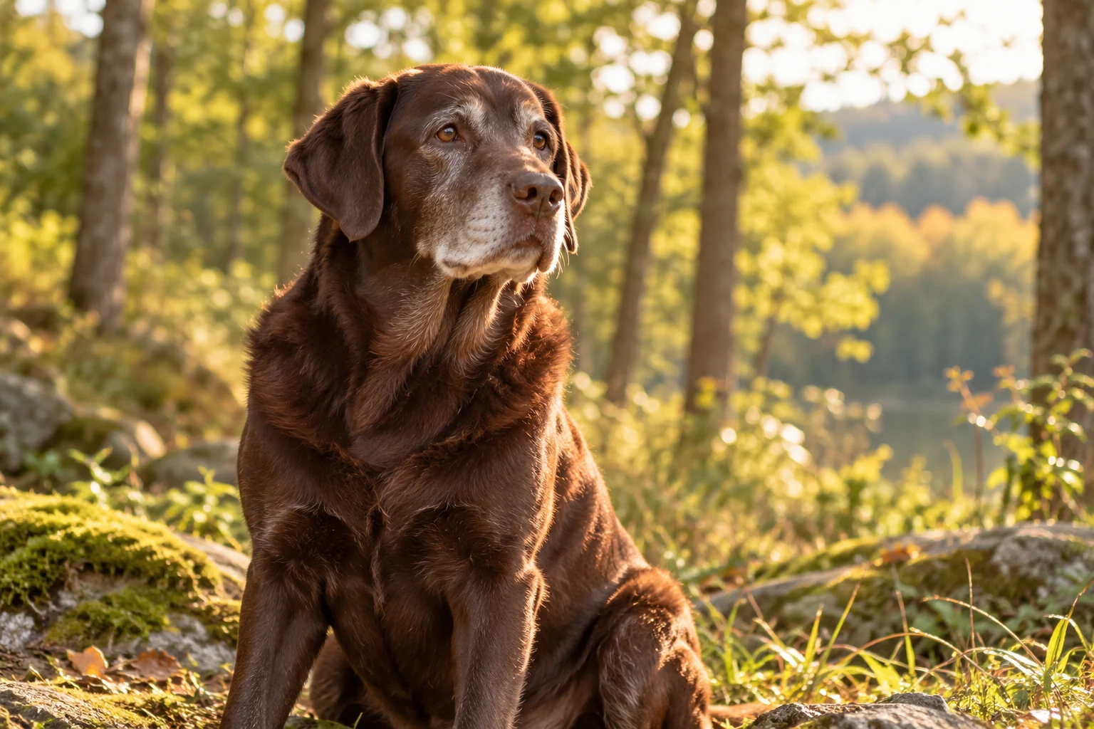 A senior dog resting peacefully
